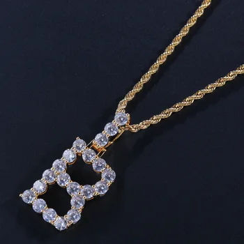 Wholesale name necklace personalized hip-hop 5mm zircon simple large 26 letter pendant bling men s jewelry manufacturer