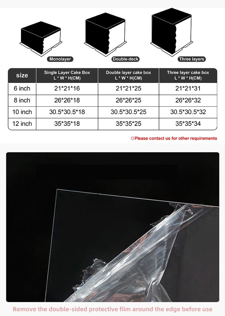 Double Height Cake Box Square Plastic Pink Individual Personnalised