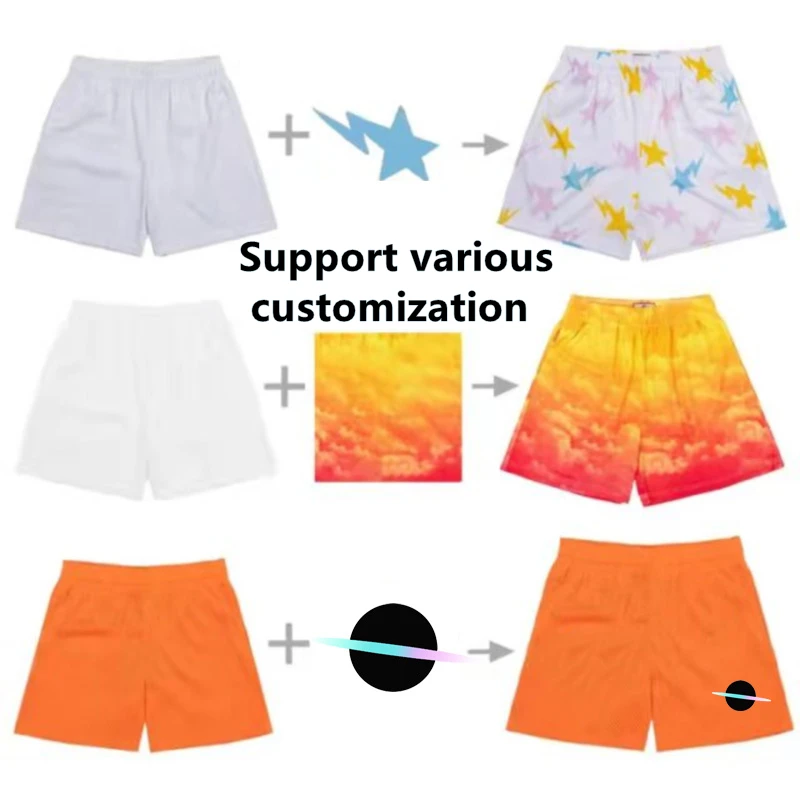 streetwear Custom Polyester Casual Fiess Running Loose Men Basketball Mesh Summer Shorts457_voghion.com