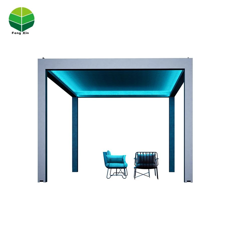 Garden Gazebo Outdoor Motorized Bioclimatica Alluminio Louvered Pergola Aluminum Roof With LED Light