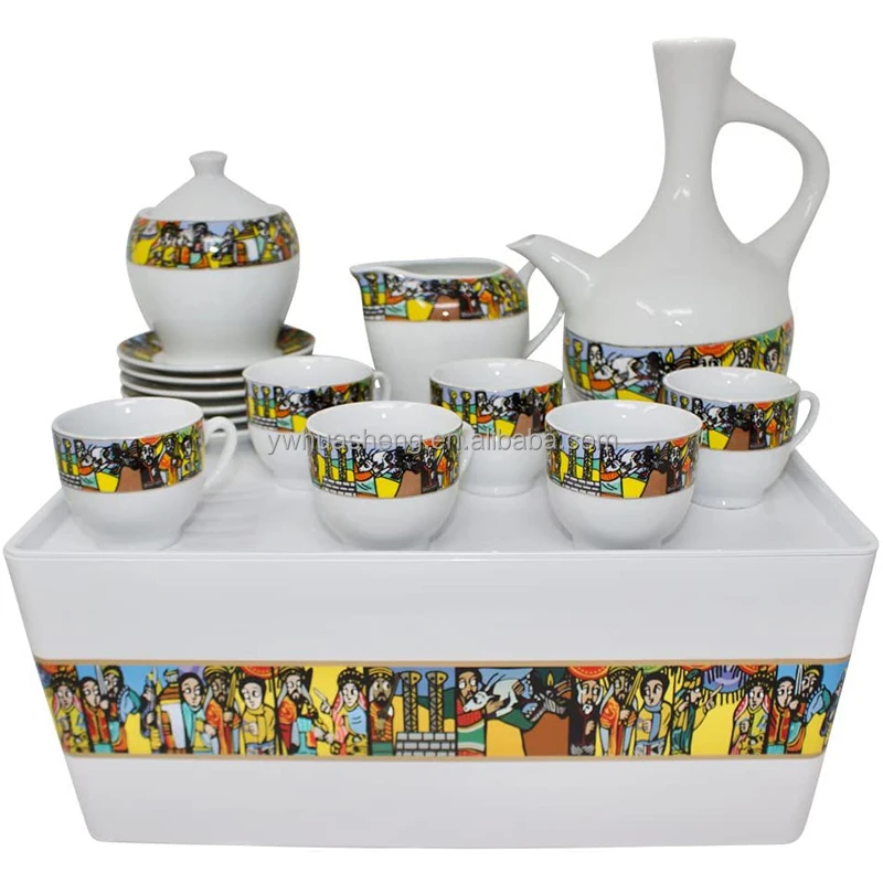 Eritrean Ethiopian Saba Design Coffee Rekebot Set Plastic Table With