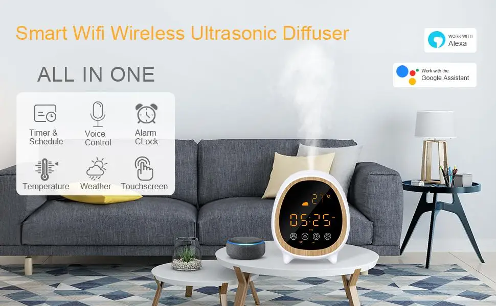 Compre Aroma Inteligente Wifi Alexa, Humidificador Con Aceite