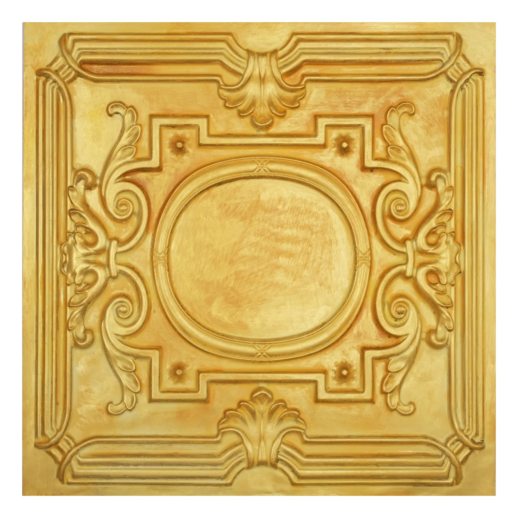 Interior decorative panel Embossed wall panels Distress Tin Ceiling Tiles PL15 Golden