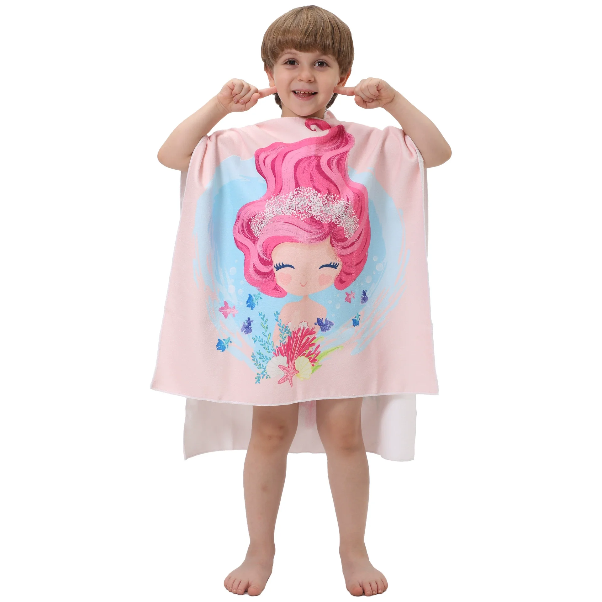Toddler Hooded Beach Towel Coverup Cape Quick Dry Absorbent Use for Swim Pool Bath Poncho Towels for 2 to 6 Years Old Children