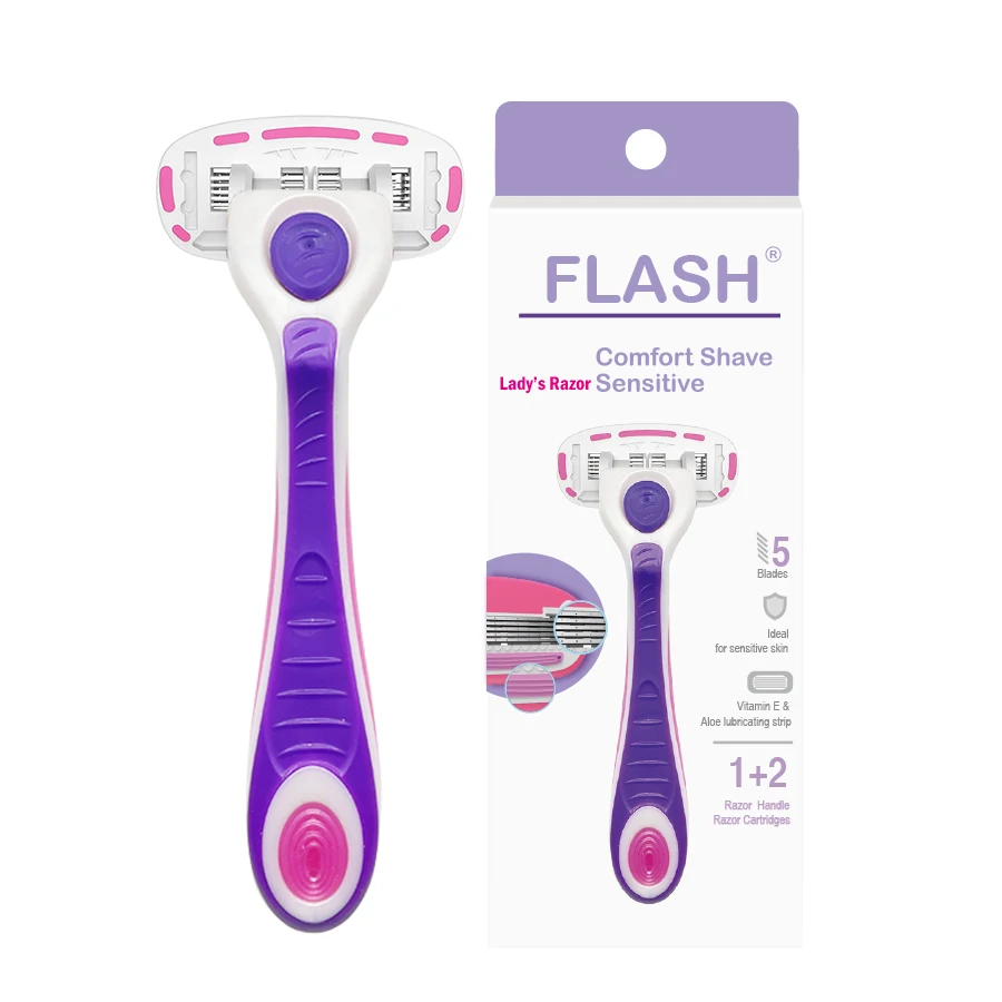 Halo5-  System Razor with Plastic and Rubber  Handle Pivoiting Head 5 Blades for Lady Shaving
