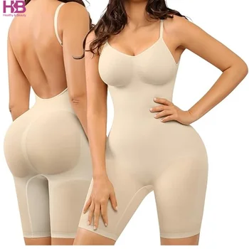 HB Shaper Backless Shapewear for Women Tummy Control Bodysuit Seamless Mid Thigh Butt Lifter Body Shaper Fajas