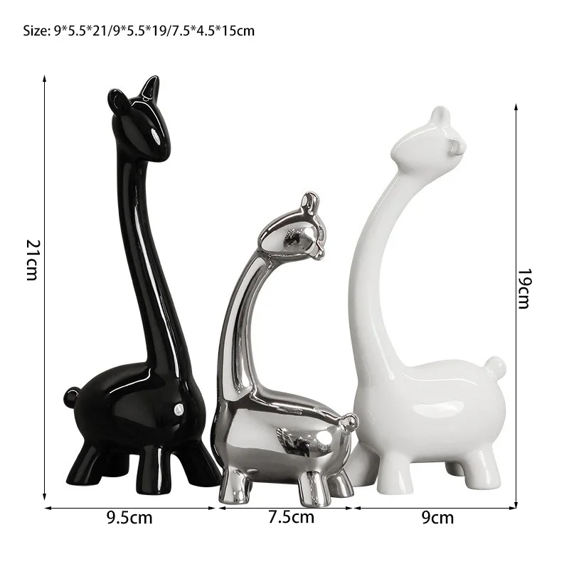 Home Decor Ceramic Elk Decoration White Porcelain Decoration Giraffe Ornament Deer Animal Home Office Furniture Ornament