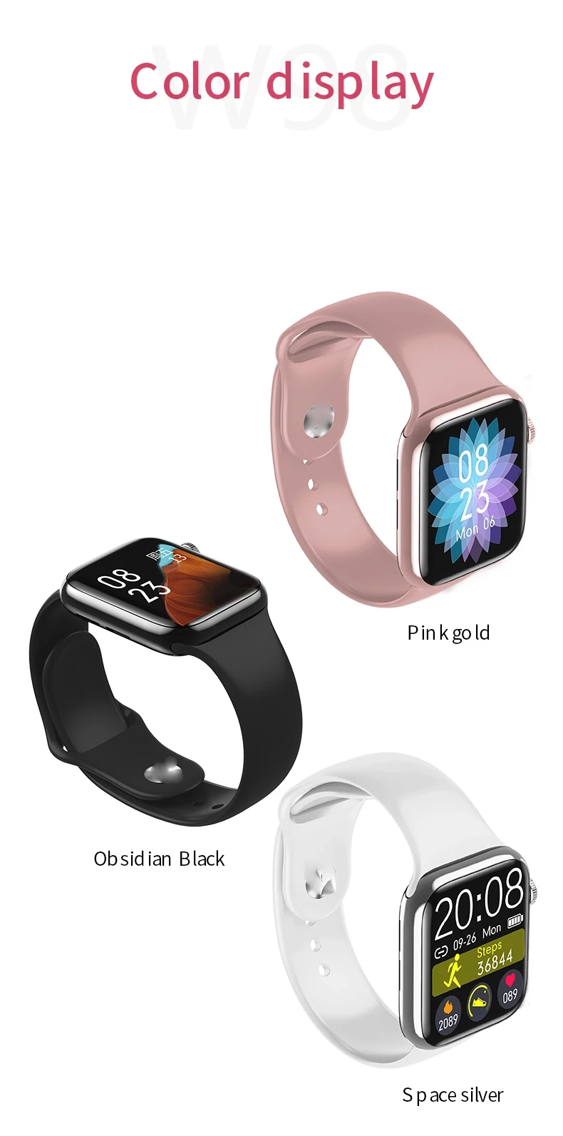 Bt Call Smart Watch W98 Serie 5 6 Temperature Heart Rate Monitor Smartwatch  For Android For Iphone For Xiaomi - Buy Smart Watch For Iphone,Smart  Watches Serie 5 6,Smart Watch W68 Product