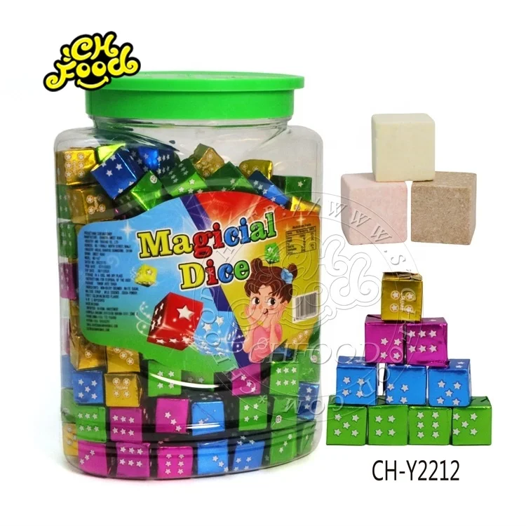 Wholesale Custom Private Label Magical Dice Candy Cube Milk Chocolate Strawberry Flavor Tablet Hard Candy