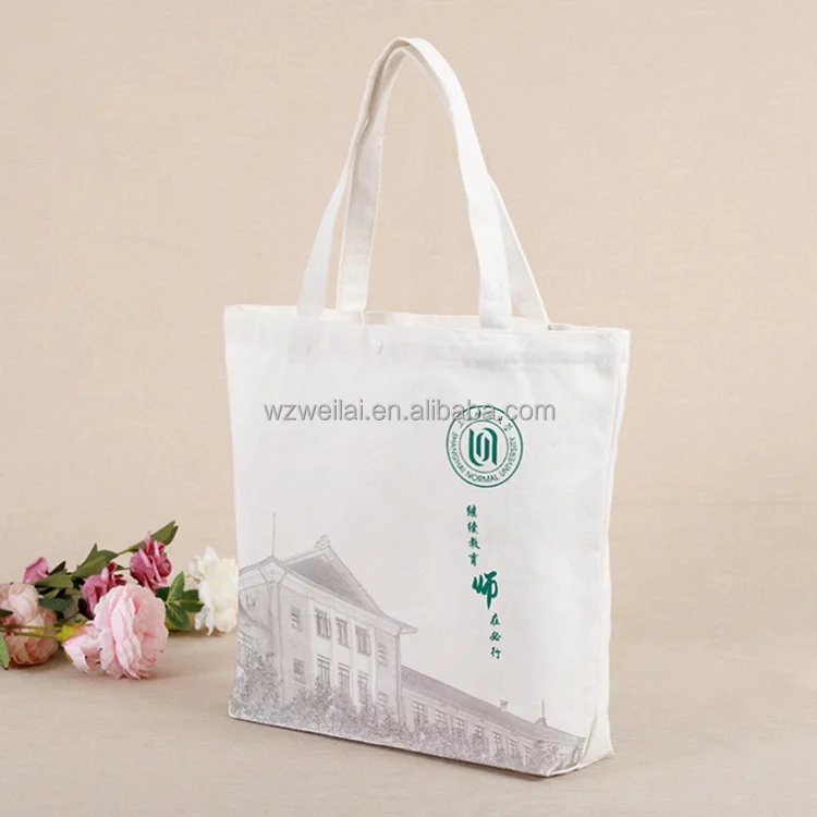 Embroidered White Canvas Bag