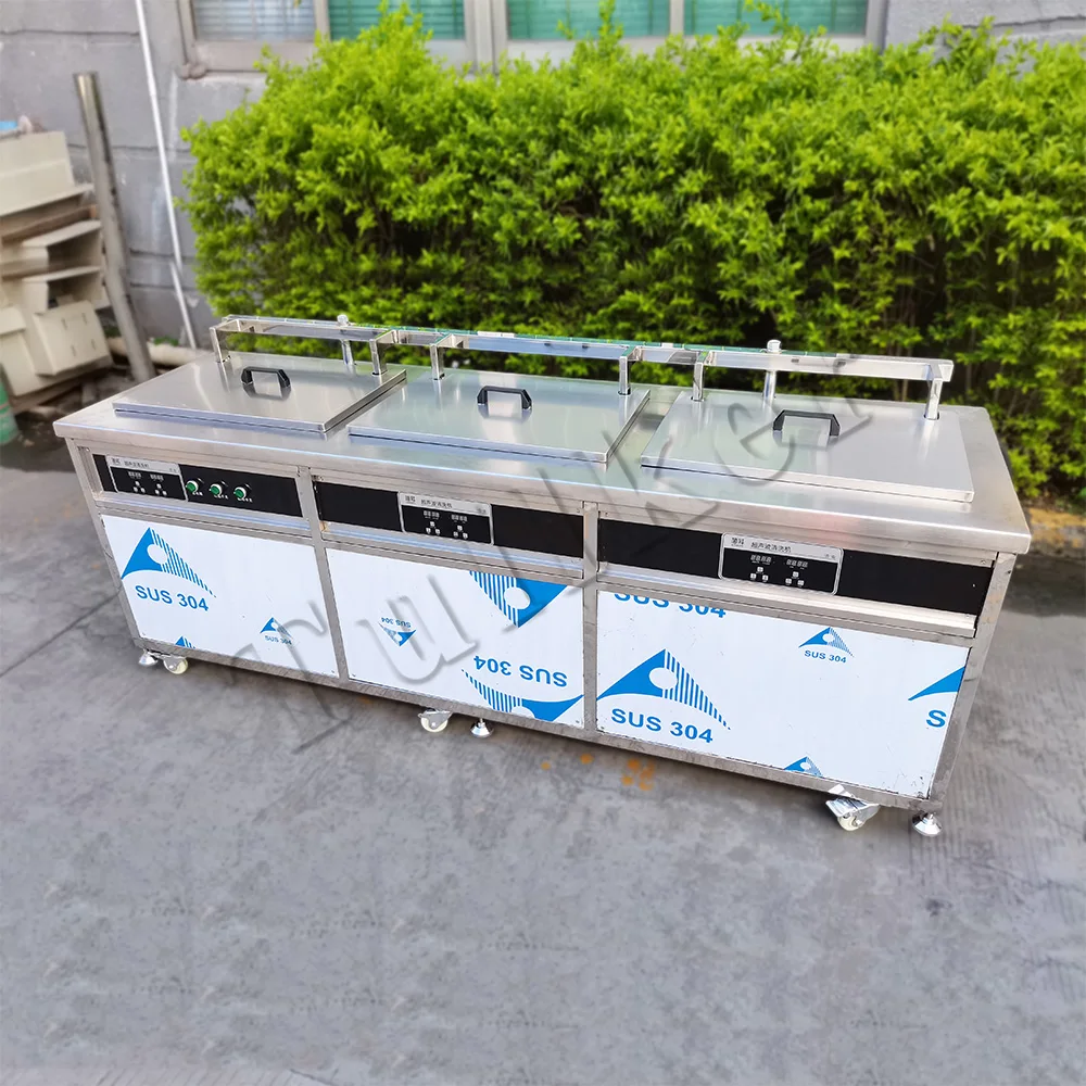 Tullker Three Station Ultrasonic Cleaner Bath Bathtub Agitation Cylinder Head Carburetor Injector Industrial Cleaning Machine