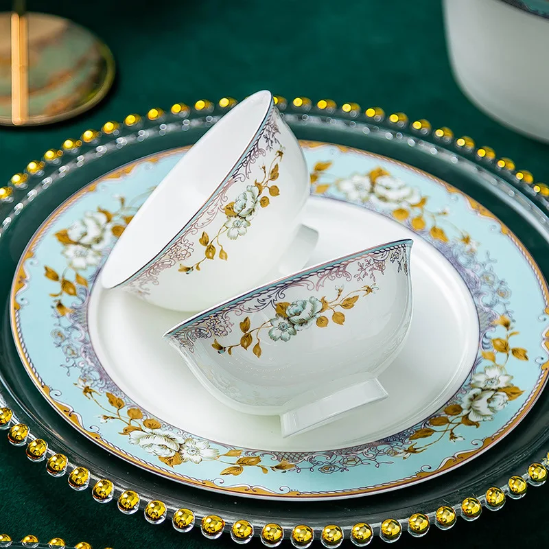 28pcs Jingdezhen Bone China Tableware Bone China Bowls and Plates