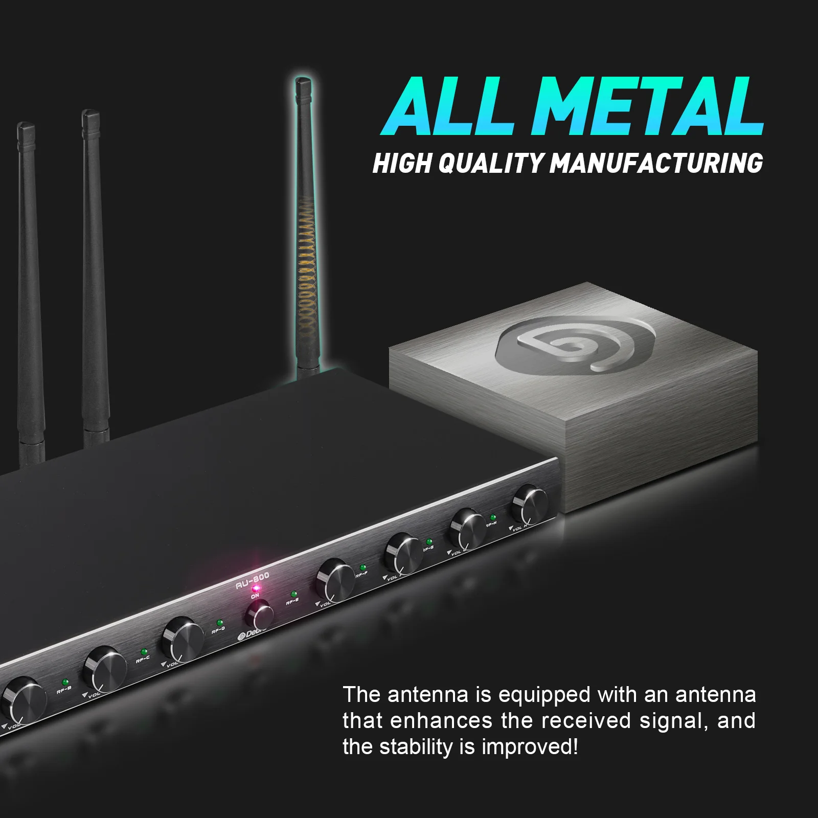 8 Channel UHF Wireless Microphone System Handheld/Lavalier/Headset Mic for Karaoke Conference Presentation
