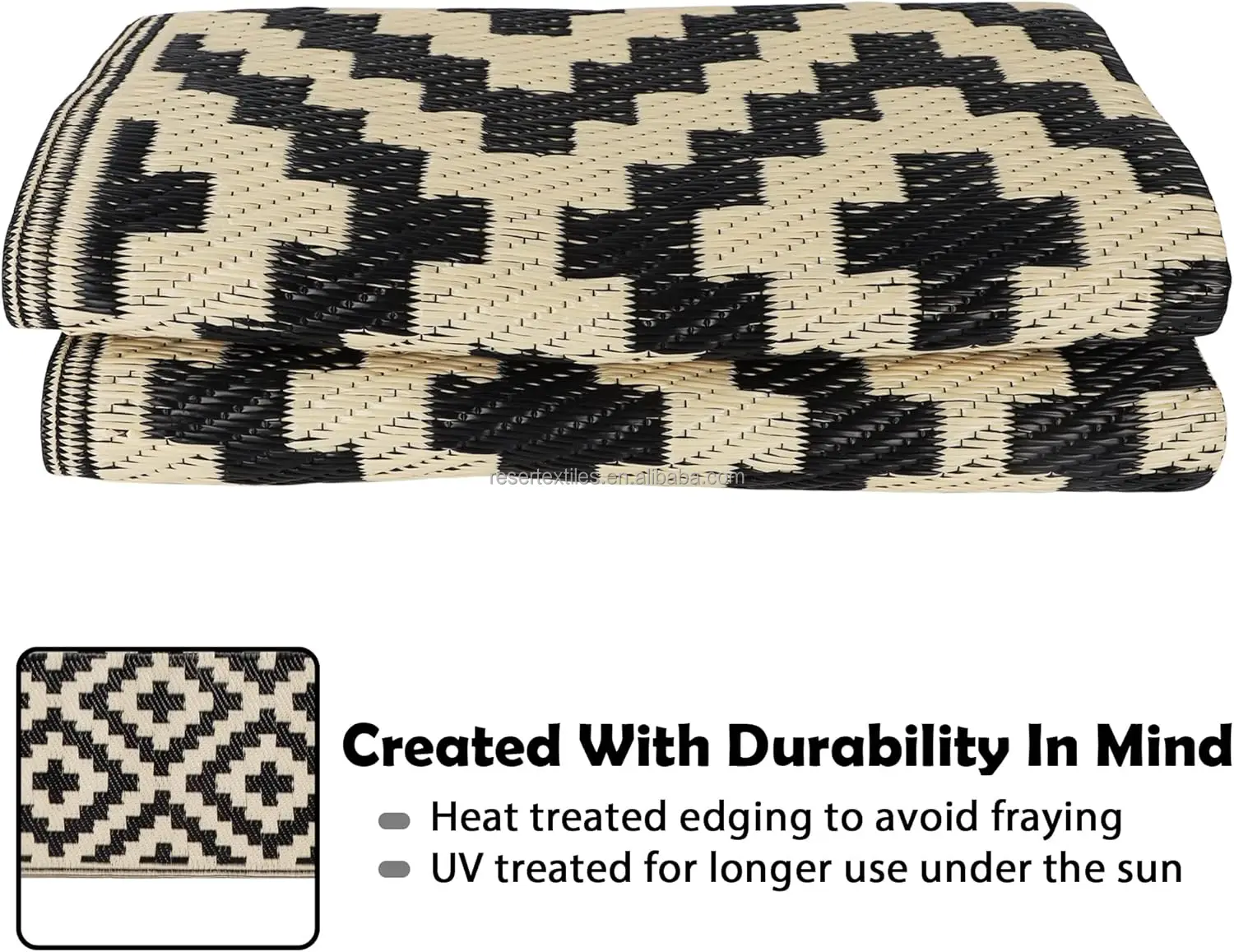 Waterproof Foldable Reversible Patio Area Rug for Outdoor RV UV Resistant Eco-Friendly Portable Plastic Mat for Picnic Deck