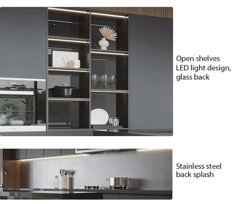 Highend Ultra Black Kitchen Cabinet with Modern Design - Luxury Modular ...