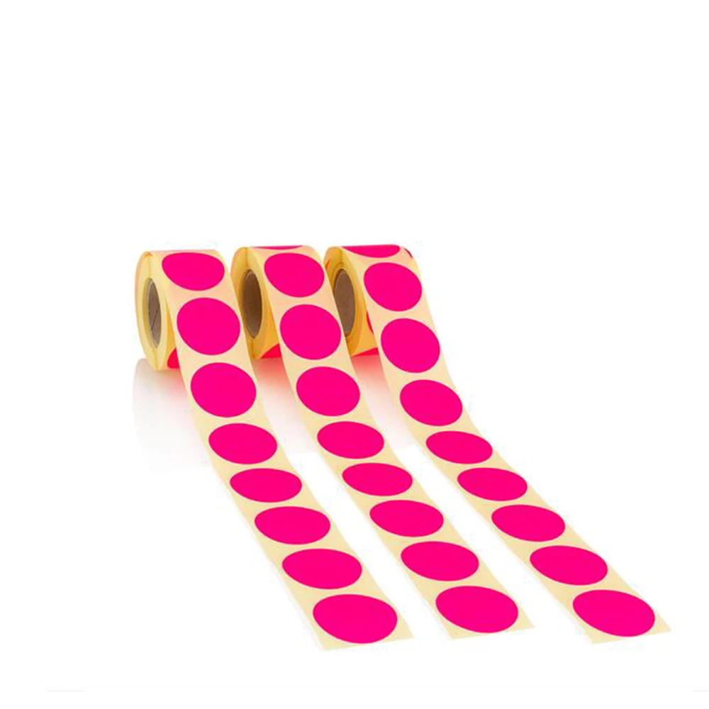 500 Pieces Color Thermal Label Printer Roll 1 Inch Colorful Coding Dot Red Yellow Round Circle Color Thermal Label details