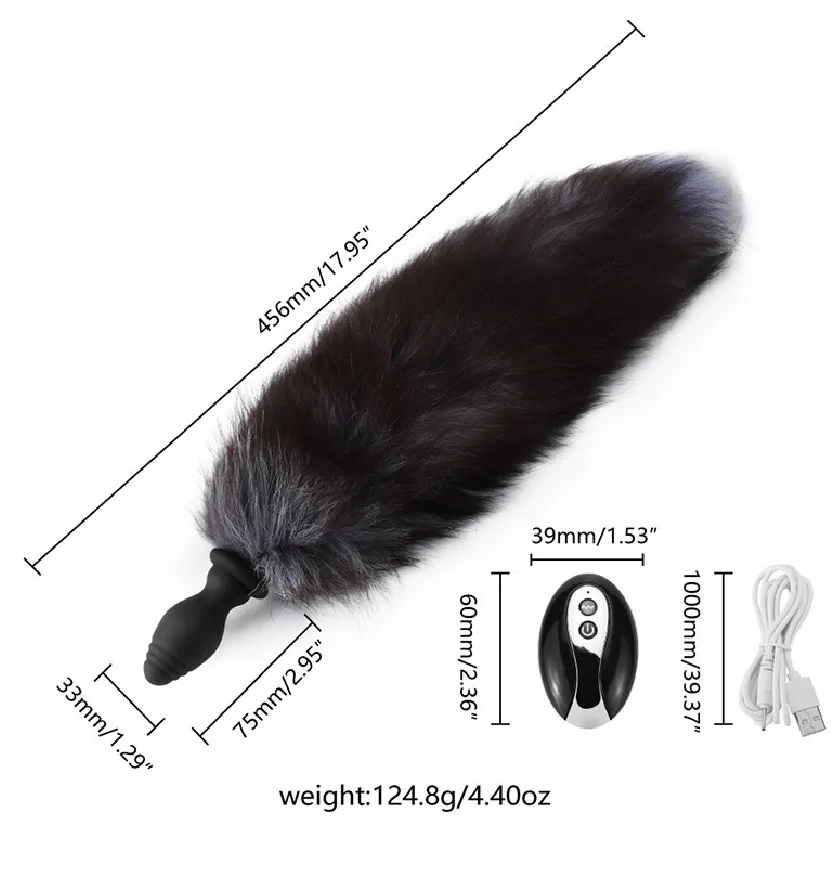 Fox Tail Anal Plug Vibration Silicone Remote Control Cosplay Bdsm Dog Tail Vibrating Anal Butt Plug