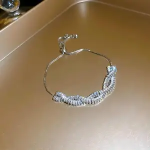 Customizable Double-Layer Diamond Tennis Bracelet with Adjustable Copper Chain Fashion Designer Jewelry for Women and Men