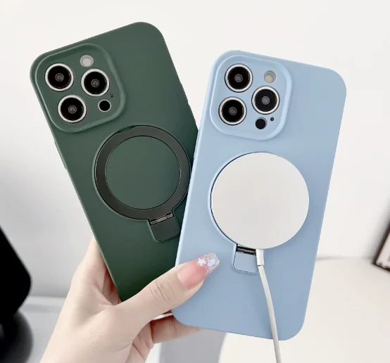 Laudtec Liquid Silicone Phone Case For iPhone 17 Magnetic Stand Protective Cover