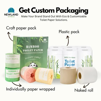 ロゴ付き高級高級竹トイレットペーパー生分解性無漂白トイレット