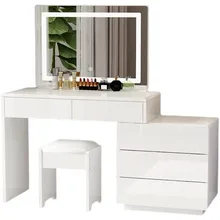 Modern makeup table Simple light luxury design dress up table with drawers and mirrors LED lights adjustable makeup table