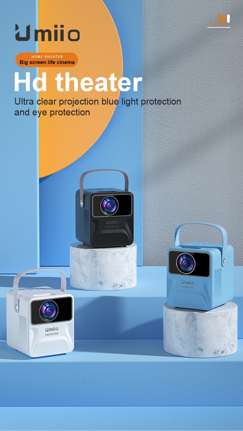 Hot Selling Umiio P860 Android Projector Home Theater Portable Smart Projector Moving Camping Office Proyector Portatil