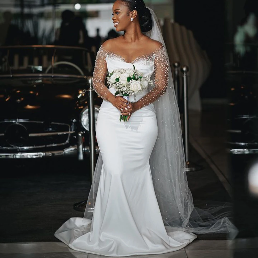 2025 mermaid wedding dress 2025 Black Gothic Mermaid Wedding Dresses Bridal Gown Off The Shoulder Organza Ruffles Beach Sweep Train Custom Made Vestidos de Novia Plus Size