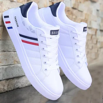Top quality Man Leather Shoe sports Running Sneakers,  White fashion men's skateboard Casual Shoes