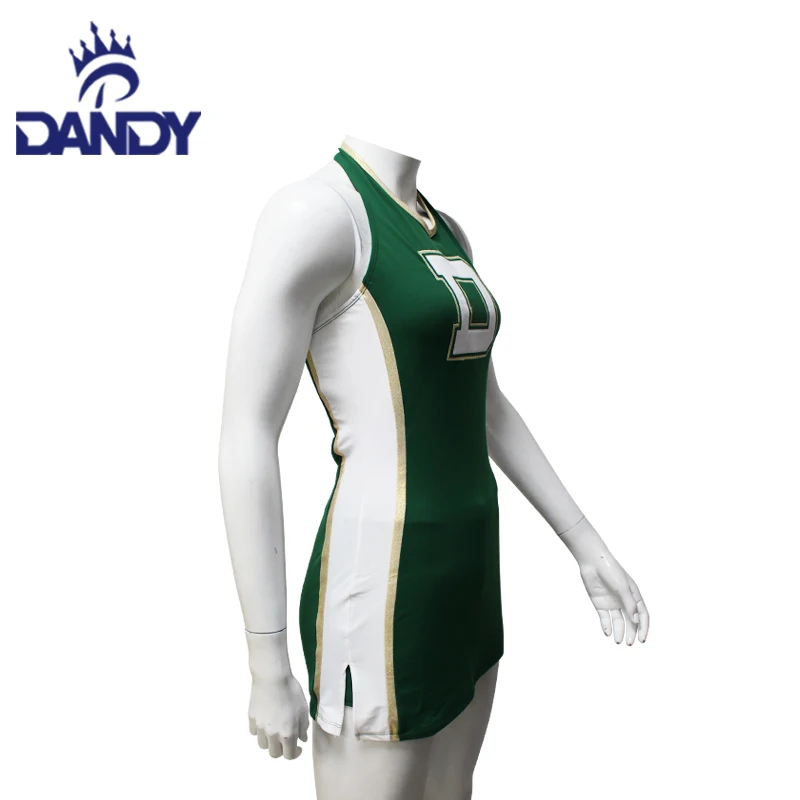 Green Design Cheerleading Dance Uniform Competition Women Diamonds Straight Dress