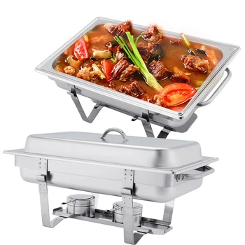 DaoSheng Food Chafing Dish Sets Stainless Steel Chafer Rectangular Buffet Food Warmer Commercial Serving Dishes Chafing