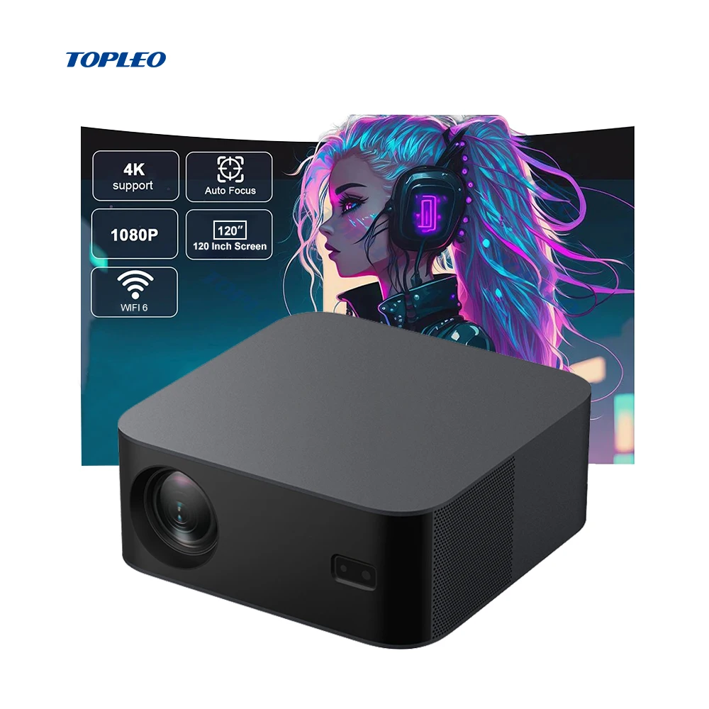 Topleo Smart Portable LED Projector TV Certificated 1080p Mini Video Projector Home Smart Android 11 Projector