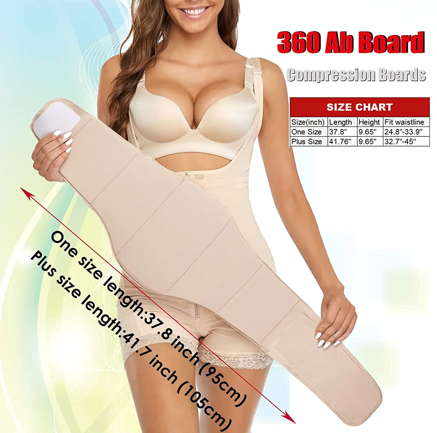 Tabla Abdominal 360 Ab Board Post Surgery Lipo Foam and Compression Boards  for Liposuction, Black one size