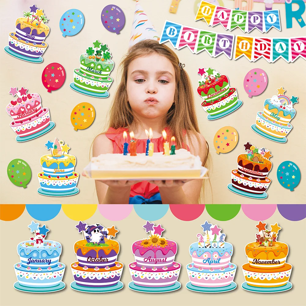 Happy Birthday Bulletin Board Set Birthday Wall Classroom Decoration Cutouts for Calendars Bulletin Boards Classrooms