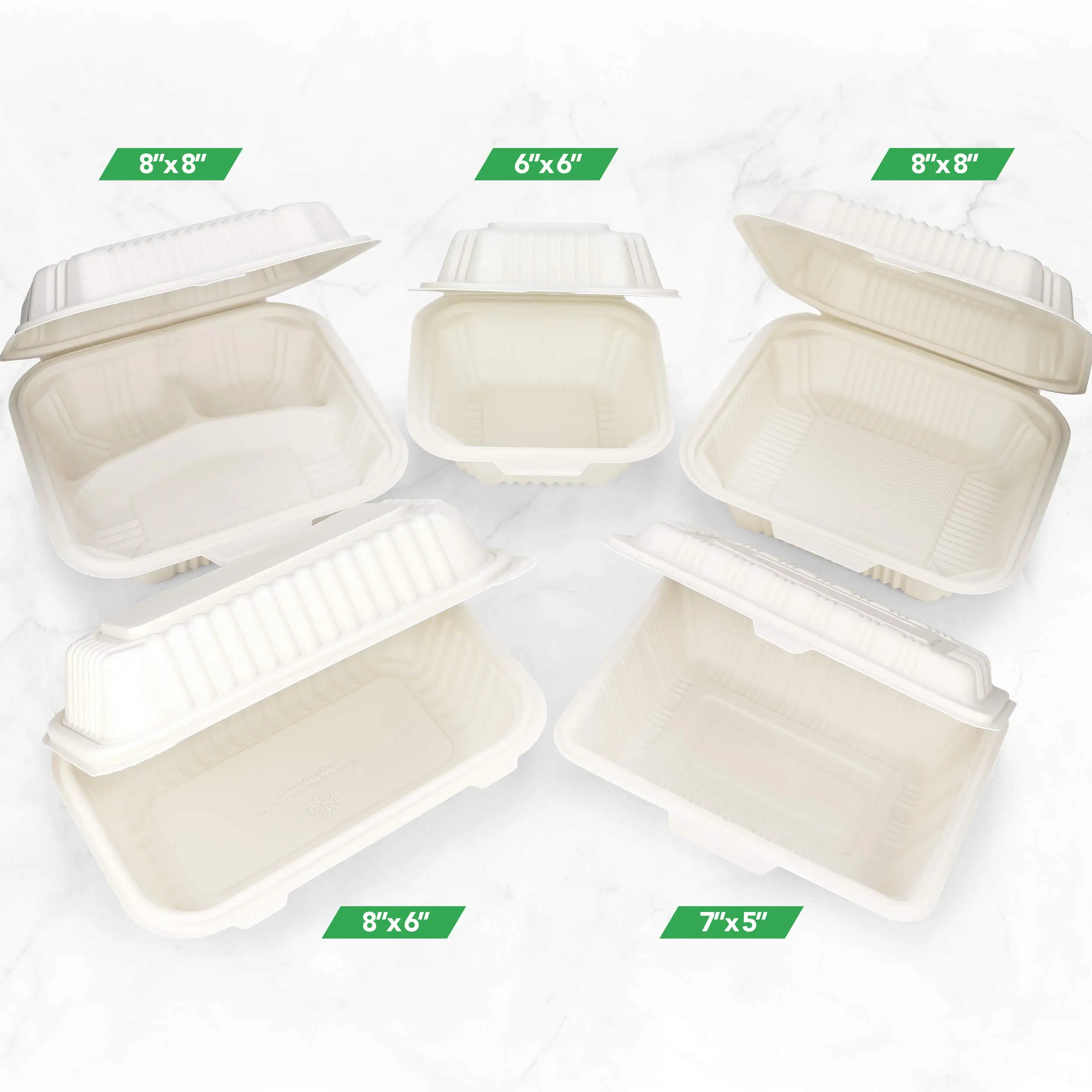 Biodegradable Clamshell Box Packaging Disposable Microwave Sugarcane ...