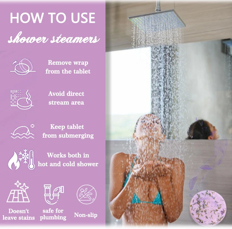 Custom Wholesale Essential Oil Shower Steamers Gift Set Bath Packaging Aromatherapy Shower