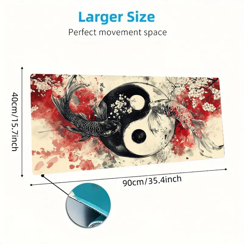 Yin-Yang Diagram Traditional Chinese Painting PC Gaming Mouse Pads Gamer Mats Teclado Er aperçu 6