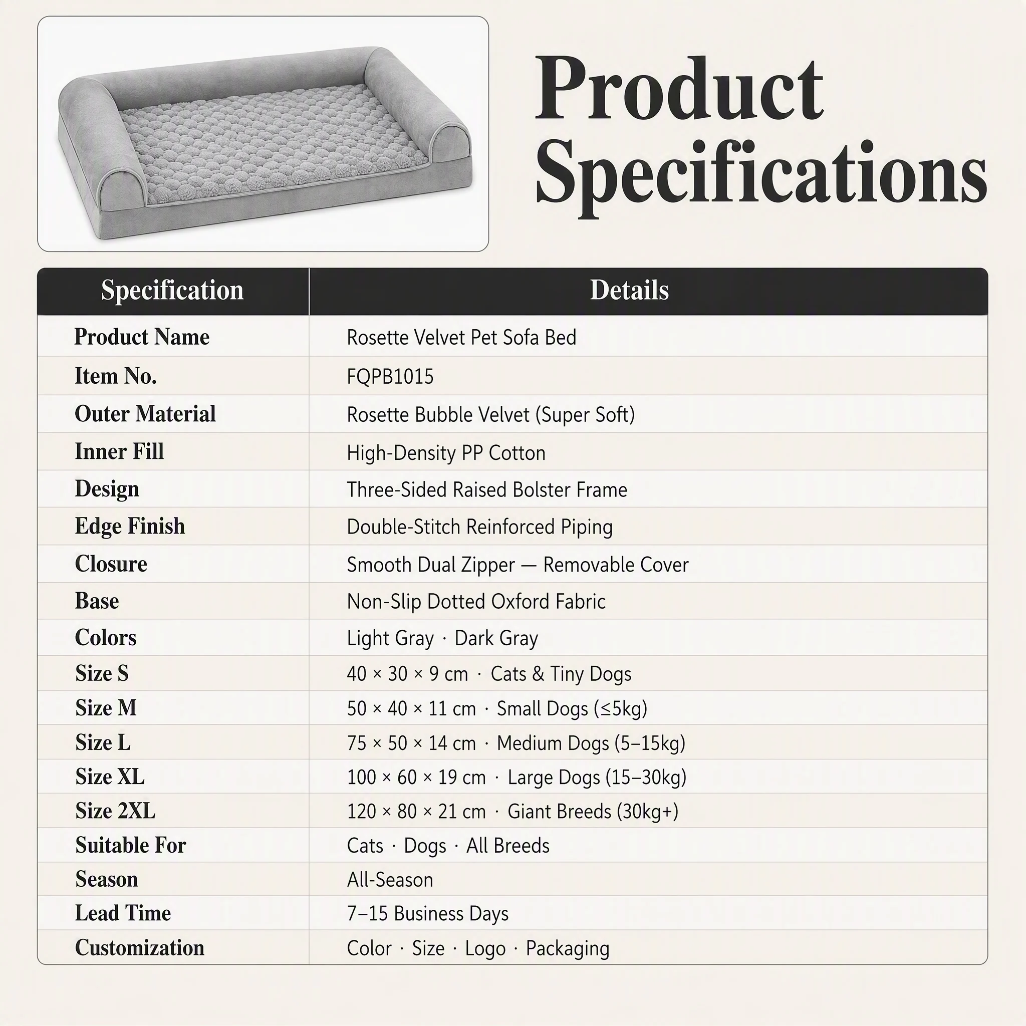 Rosette Bubble Velvet Pet Sofa Bed — Product details 3