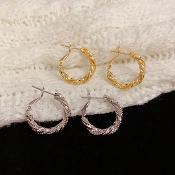 Boutique Women's  Needle Copper Gold-Plated Ear Buckle Accessories Personalized Geometric Fashion Hoop Earrings