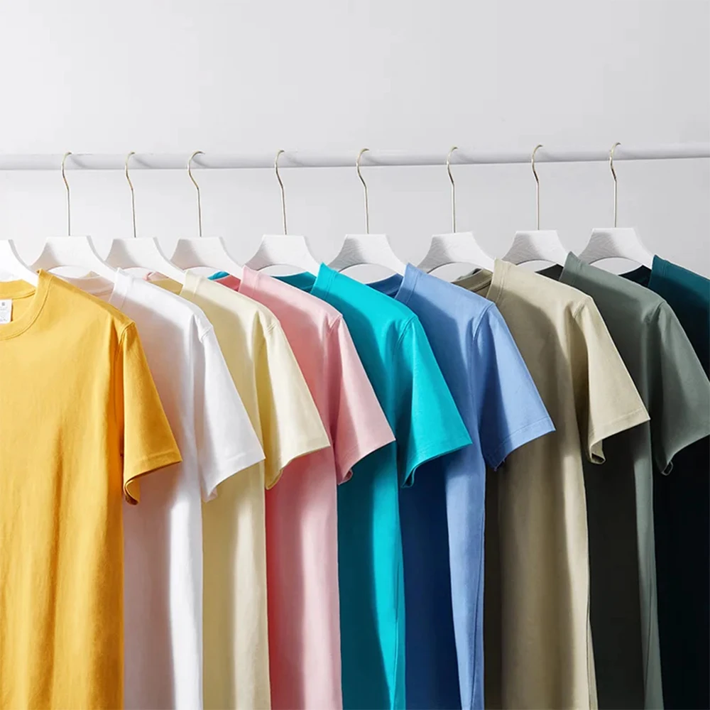 Wholesale T-shirts Bulk Supplier Printing Logo 100% Cotton Breathable Low MOQ Oversize Thick Plain T-shirt Custom Men's T-shirts