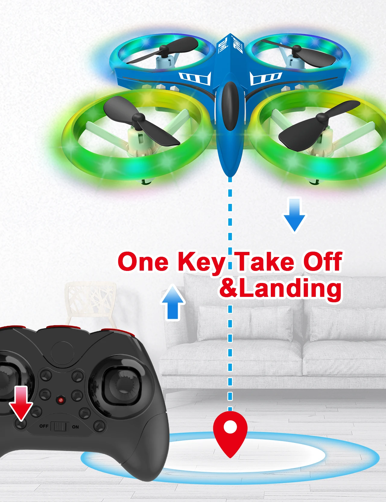 DWI Dowellin D6 Mini Drone RC UFO Quadcopter Remote Control Quadcopter with  Drone Light Show