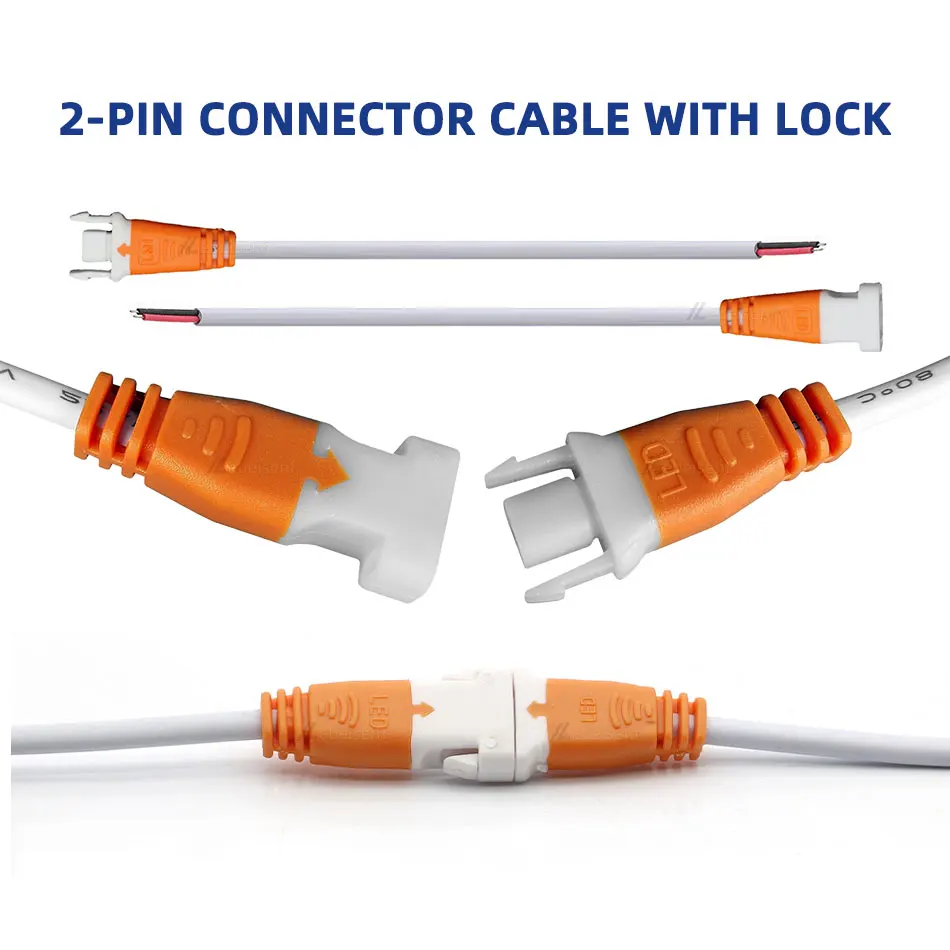 LED Power Connectors with Lock Buckle 15cm Length Cable Male Female Jack 2-Pin Plug Pitch 3mm for Driver LED Strip Lights