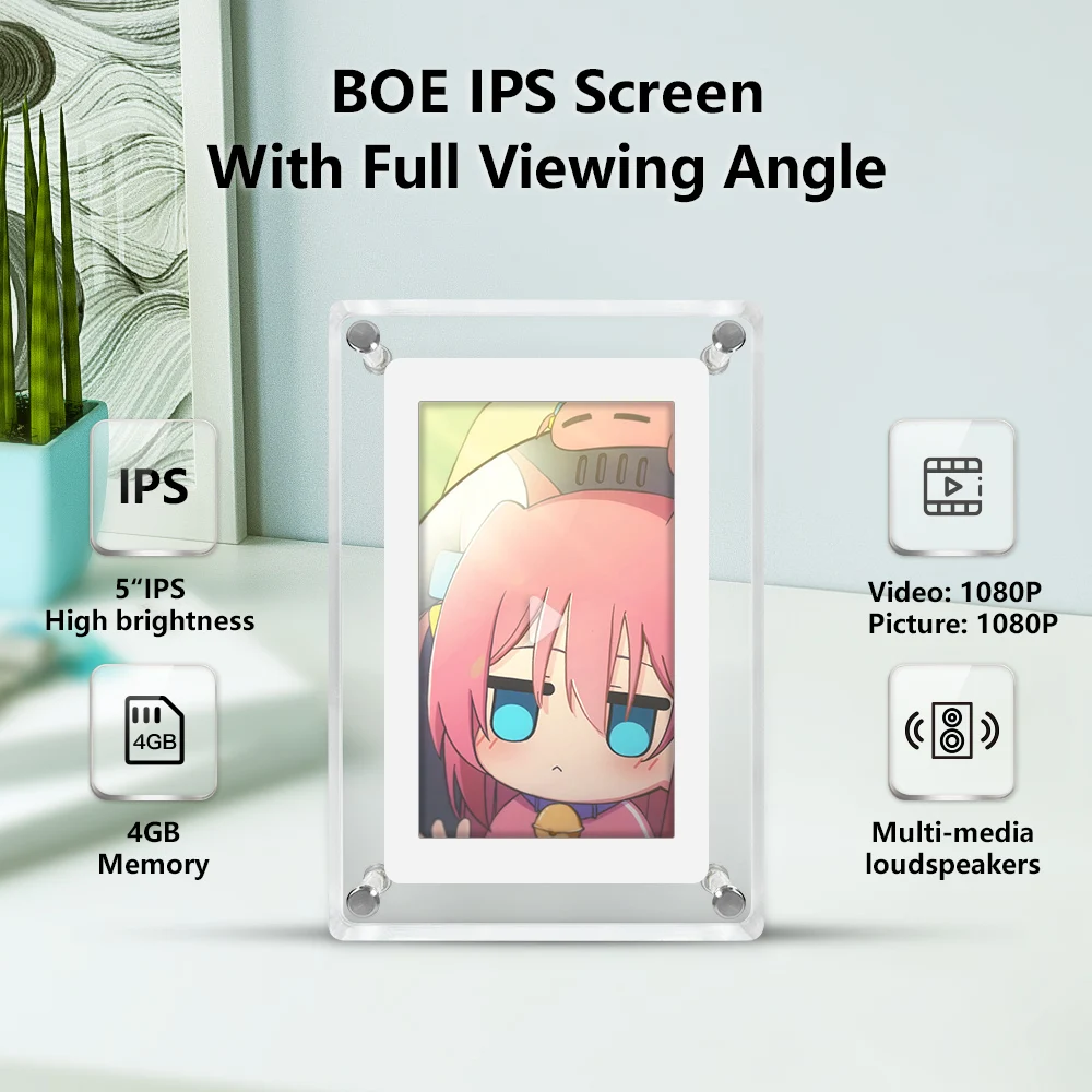 2024 New Model 5 Inch Digital Photo Frame 1920*1080 High Resolution Play Video/photo/music/calendar/clock Digital Picture Frame