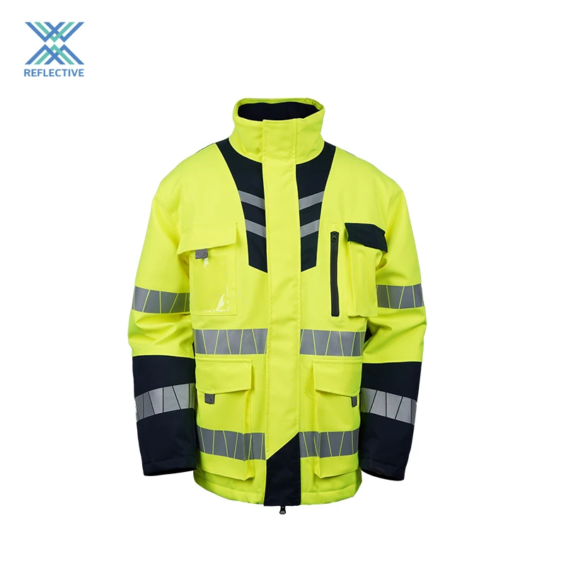 LX  Men Safety Jackets Reflective Work Red Yellow Black Reflector Safety Jackets Safety Winter Jackets for Men