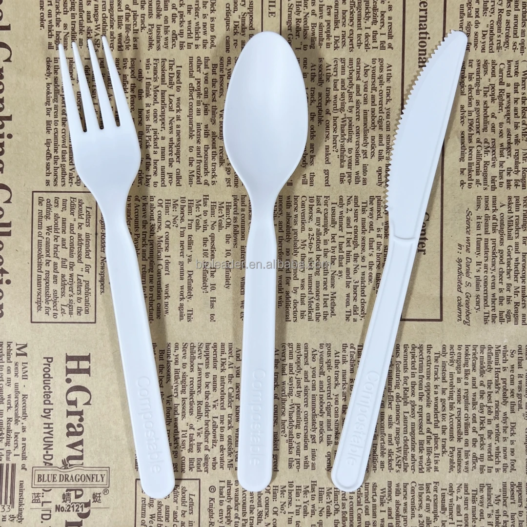 Eco-Friendly Biodegradable Disposable Cutlery Cornstarch Flatware Sets ...