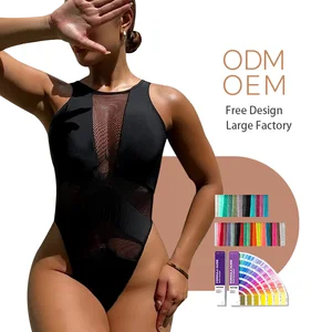 Latex Mesh High Leg Swimwear Classy Sexy One-Piece Women Swimsuit Anti-UV Breathable