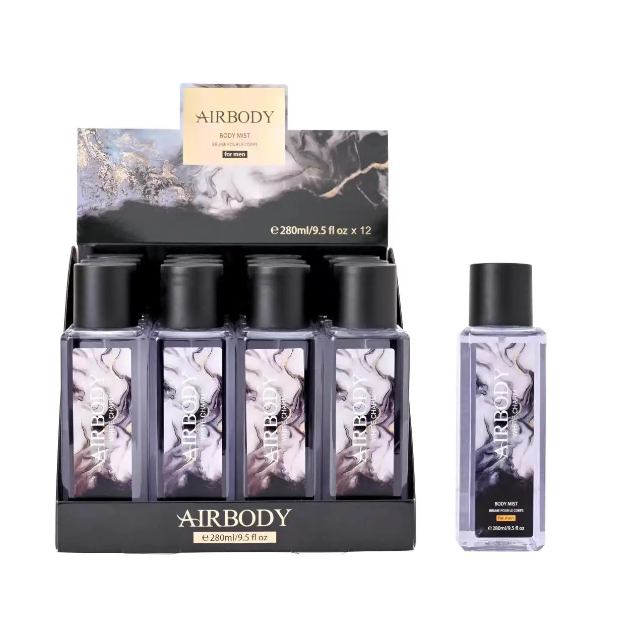 AB6004 250ml AIRBODY- WHITE CHARM Cologne Sex Attraction Perfumes Original  Brand Body Mist Splash for Men