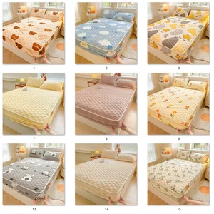 Wholesale Thickened Quilted Velvet Bedsheet 100% Waterproof Mattress Protector Bed Sheets