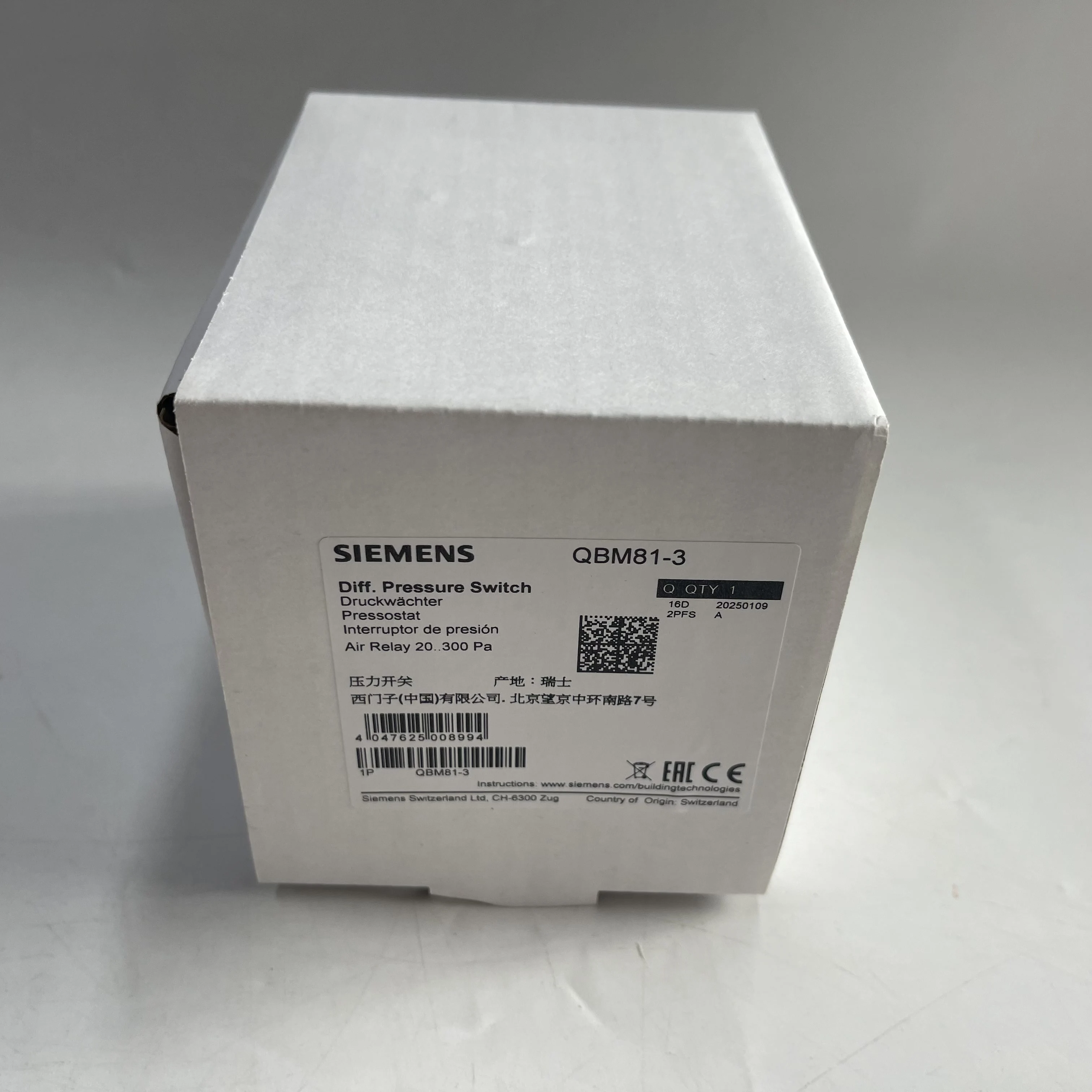 SIEMENS Diff. Pressure Switch QBM81-3