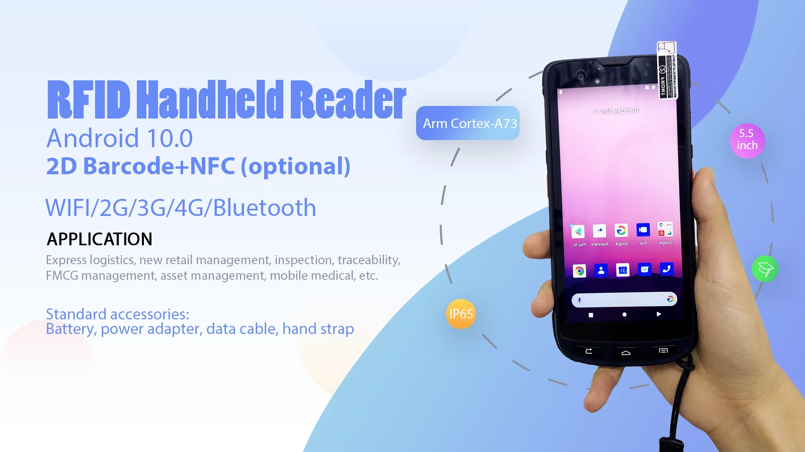 Industrial PDA Android Barcode Scanner RFID NFC Reader 4900mAh Handheld ...