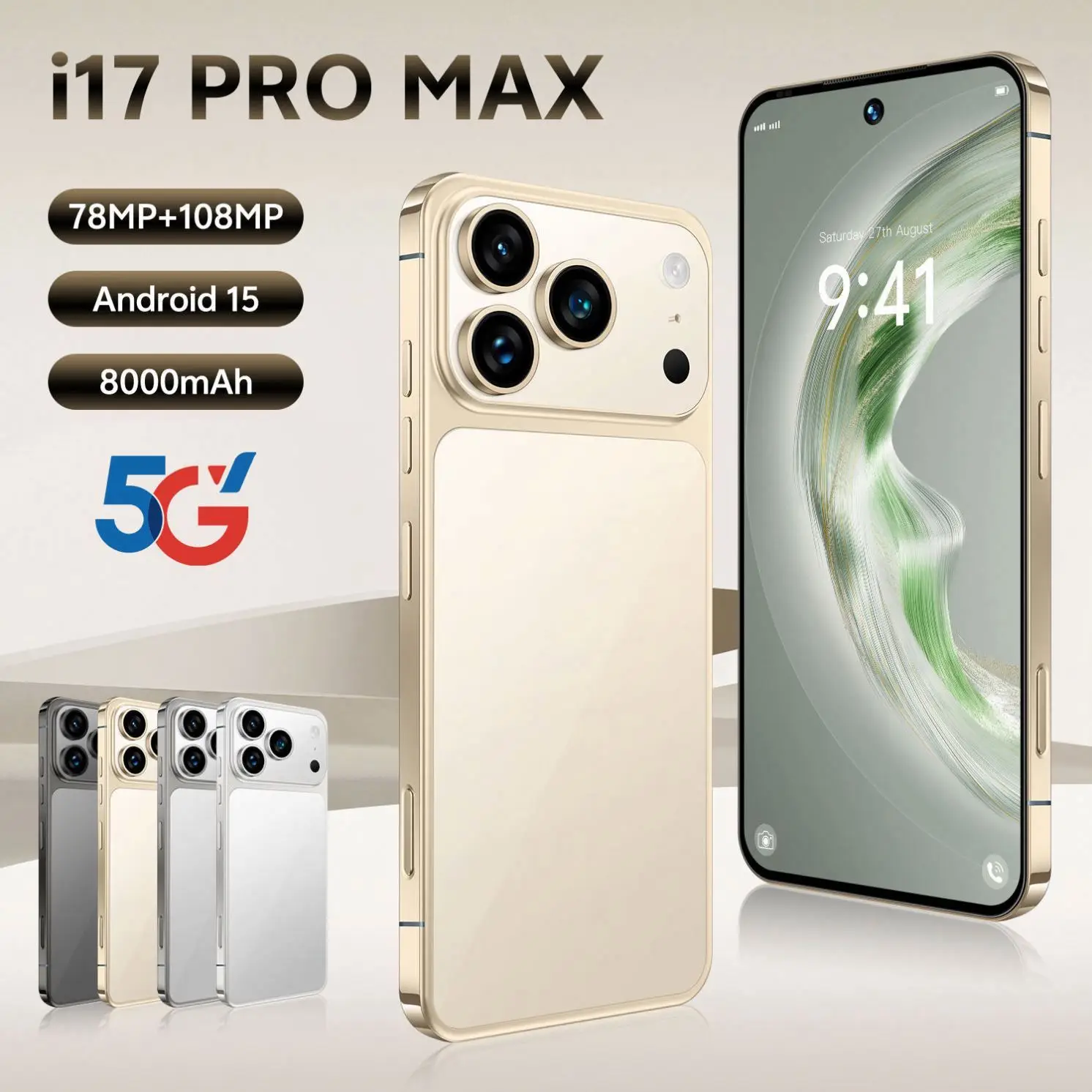 I17 Pro Max 5G Android Smartphone 7.3 Inch Big Screen 8000mAh